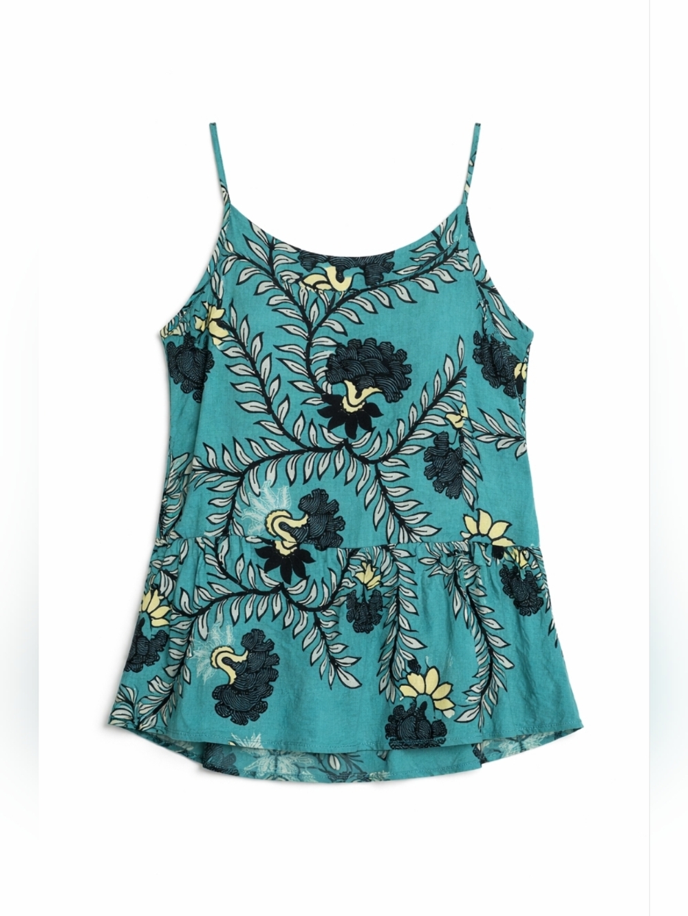 LOFT Petite Teal Floral Tiered Camisole Top, Size SP, Lightweight Summer Tank - Picture 2 of 12
